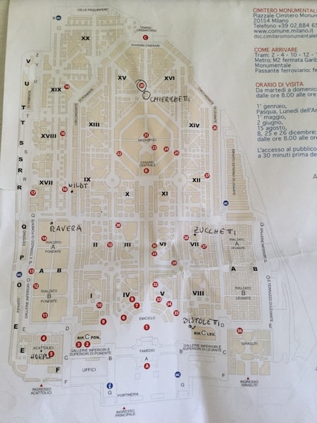 ミラノ　モニュメンタル墓地　地図
