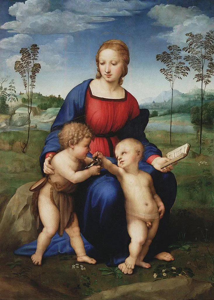 聖母子と二天使　ラファエロ
