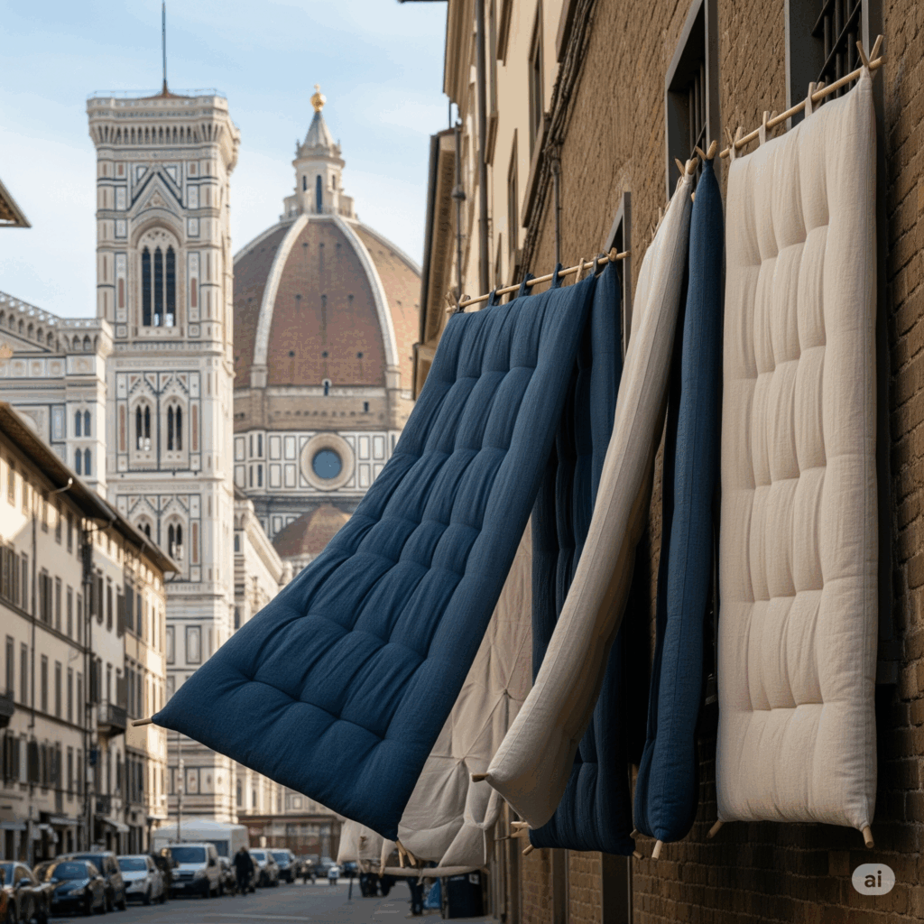イタリア 布団を干す